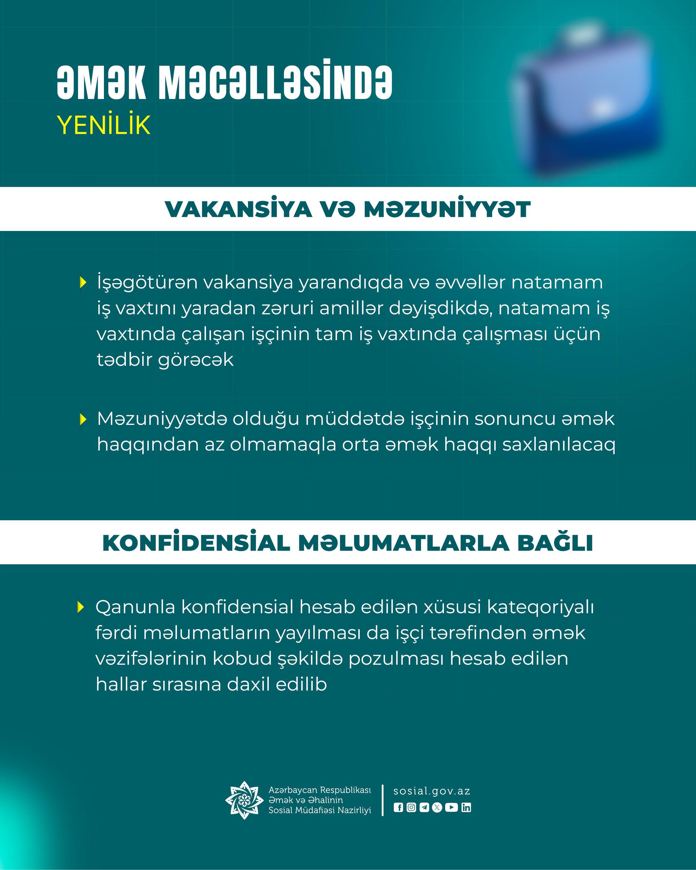 Əmək qanunvericiliyində yeniliklər olacaq